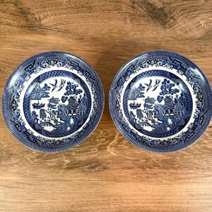 PAIR (2) Blue Willow Churchill England Staffordshire 6" Bowls Georgian Shape